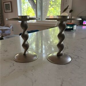 Vintage Silver Spiral Tea Light Candle Holders